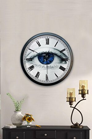 40 Cm Siyah Metal Göz Duvar Saati