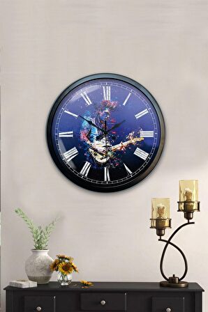 40 Cm Siyah Metal Gitarist Duvar Saati