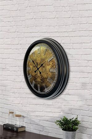 40 Cm Siyah Metal Girne Duvar Saati