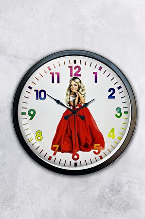 40 Cm Siyah Metal Genç Kız Duvar Saati