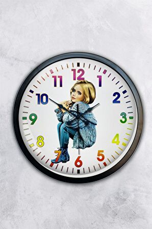 40 Cm Siyah Metal Genç Kız Duvar Saati