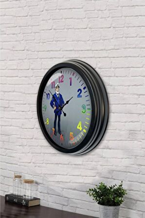 40 Cm Siyah Metal Gemi Kaptanı Duvar Saati