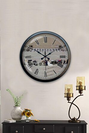 40 Cm Siyah Metal Gelin Damat Duvar Saati