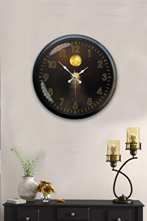 40 Cm Siyah Metal Gece Duvar Saati