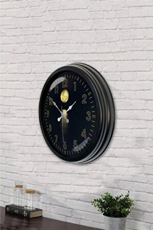 40 Cm Siyah Metal Gece Duvar Saati