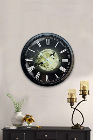 40 Cm Siyah Metal Gece Duvar Saati