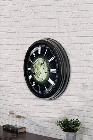40 Cm Siyah Metal Gece Duvar Saati