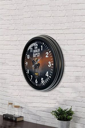 40 Cm Siyah Metal Gazi M. Kemal Atatürk Duvar Saati