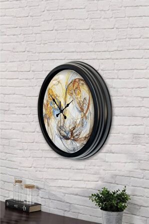 40 Cm Siyah Metal Galaksi Duvar Saati