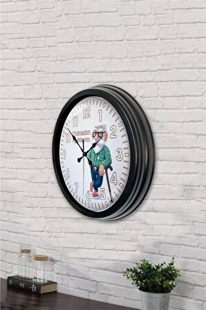 40 Cm Siyah Metal Funny Duvar Saati