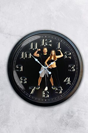 40 Cm Siyah Metal Fitness Duvar Saati