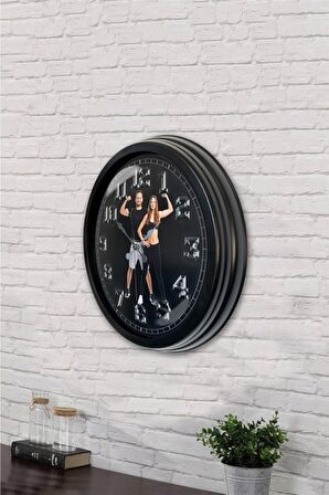 40 Cm Siyah Metal Fitness Duvar Saati