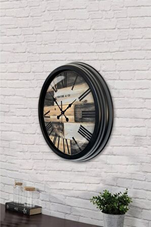 40 Cm Siyah Metal Firstime Duvar Saati