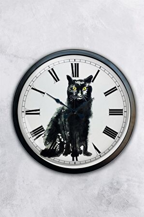 40 Cm Siyah Metal Figür Duvar Saati