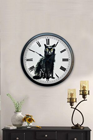 40 Cm Siyah Metal Figür Duvar Saati