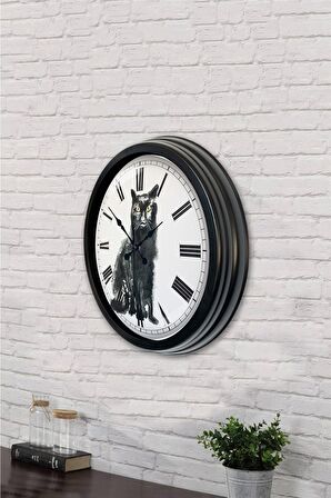 40 Cm Siyah Metal Figür Duvar Saati