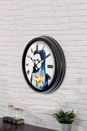 40 Cm Siyah Metal Figür Duvar Saati