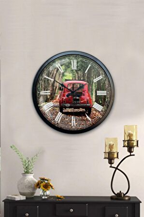 40 Cm Siyah Metal Fiat 500 Duvar Saati