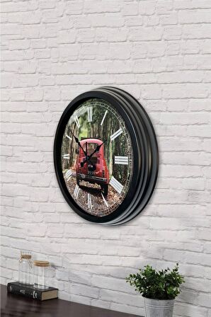 40 Cm Siyah Metal Fiat 500 Duvar Saati