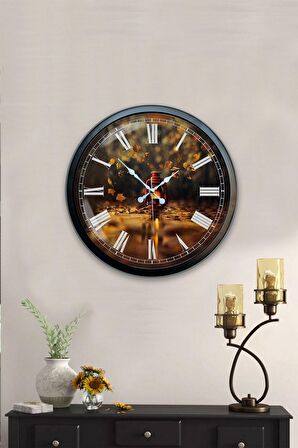 40 Cm Siyah Metal Fener Duvar Saati