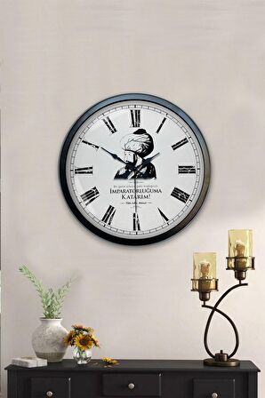 40 Cm Siyah Metal Fatih Sultan Mehmet Duvar Saati