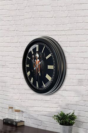 40 Cm Siyah Metal Fatih Sultah Mehmet Duvar Saati