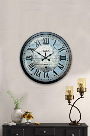 40 Cm Siyah Metal Farm Duvar Saati