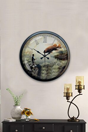 40 Cm Siyah Metal Farklı Yaşamlar Duvar Saati