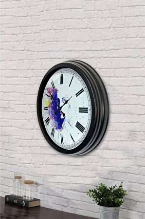 40 Cm Siyah Metal Farklı Dünyalar Duvar Saati