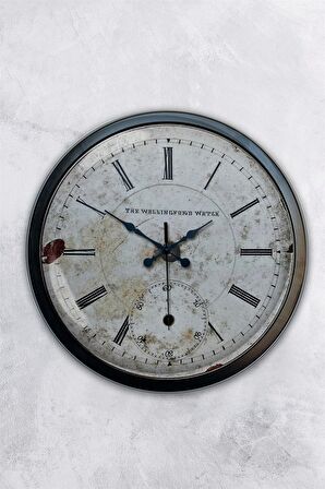 40 Cm Siyah Metal Eskitme Romen Duvar Saati