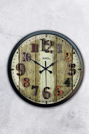 40 Cm Siyah Metal Eskitme Renkli Sayı Duvar Saati