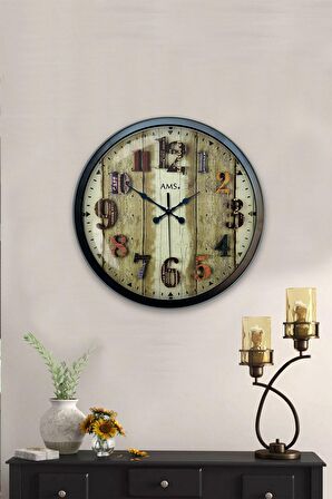 40 Cm Siyah Metal Eskitme Renkli Sayı Duvar Saati