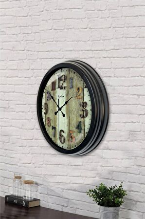 40 Cm Siyah Metal Eskitme Renkli Sayı Duvar Saati