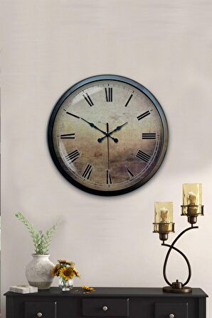 40 Cm Siyah Metal Eskitme Duvar Saati