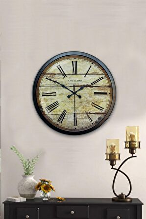 40 Cm Siyah Metal Eskitme Duvar Saati
