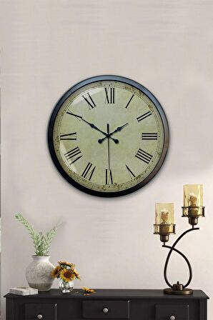 40 Cm Siyah Metal Eskitme Duvar Saati