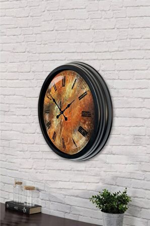 40 Cm Siyah Metal Eskitme Duvar Saati