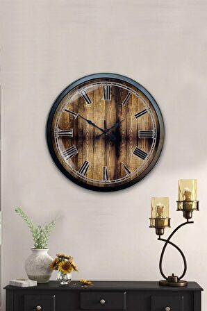 40 Cm Siyah Metal Eskitme Duvar Saati