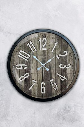 40 Cm Siyah Metal Eskitme Duvar Saati