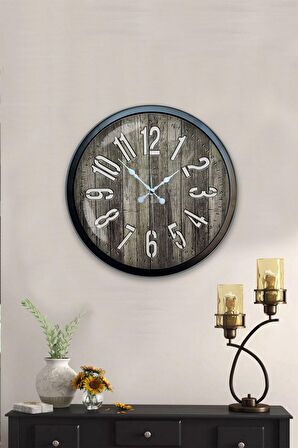 40 Cm Siyah Metal Eskitme Duvar Saati
