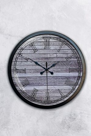 40 Cm Siyah Metal Eskitme Duvar Saati