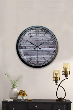 40 Cm Siyah Metal Eskitme Duvar Saati