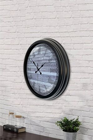 40 Cm Siyah Metal Eskitme Duvar Saati