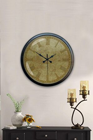 40 Cm Siyah Metal Eskitme Duvar Saati