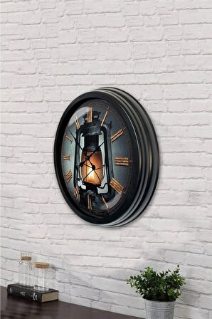 40 Cm Siyah Metal Eskitme Duvar Saati