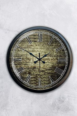 40 Cm Siyah Metal Eskitme Duvar Saati