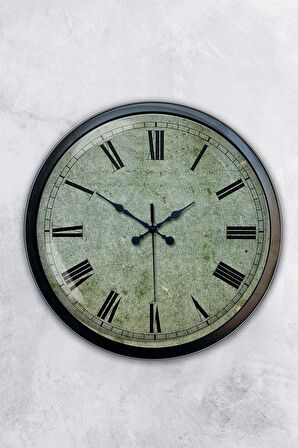 40 Cm Siyah Metal Eskitme Duvar Saati