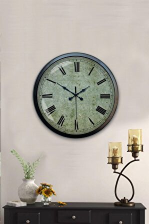 40 Cm Siyah Metal Eskitme Duvar Saati