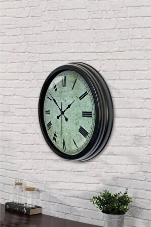 40 Cm Siyah Metal Eskitme Duvar Saati