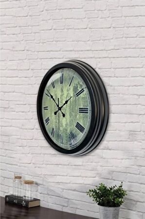40 Cm Siyah Metal Eskitme Duvar Saati